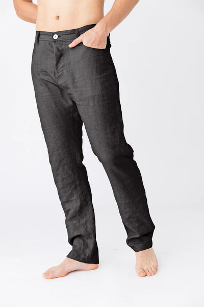 Linen trousers, Jeans style “Flavio” black