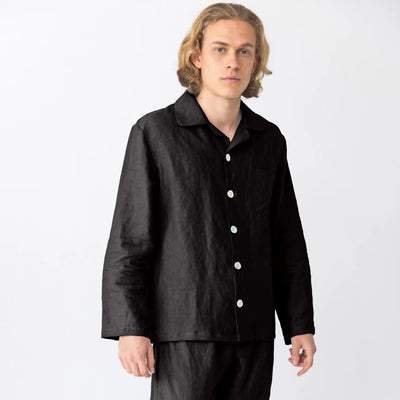 Men's Linen Pajamas Vest black