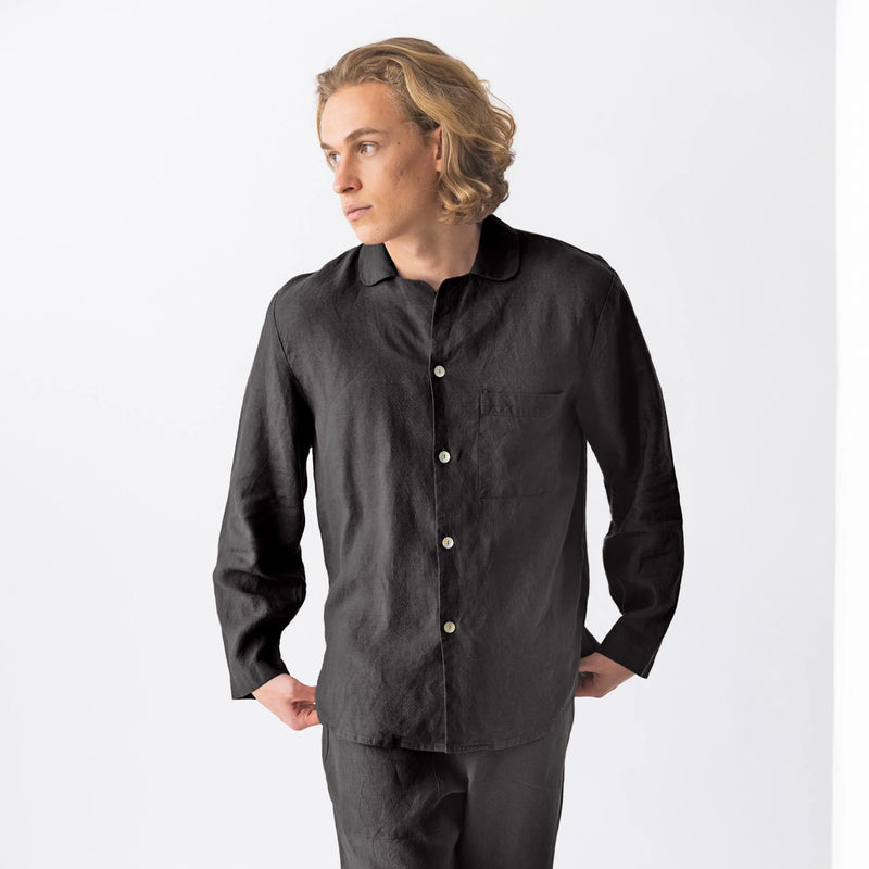 Linen pajama top “Ronaldo" black