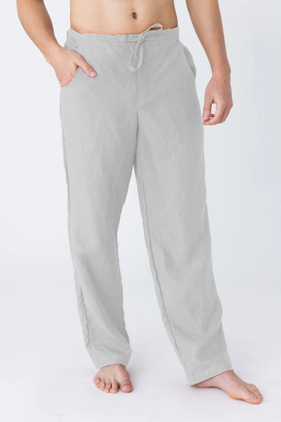 Linen Men's Casual Trousers stone grey