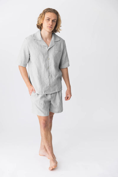  “Emanuel” short-sleeved linen pajamas light grey