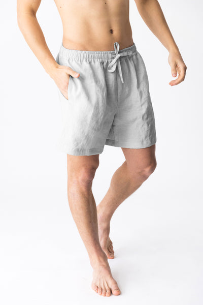 Men's washed linen pajama shorts “Emanuel” light grey