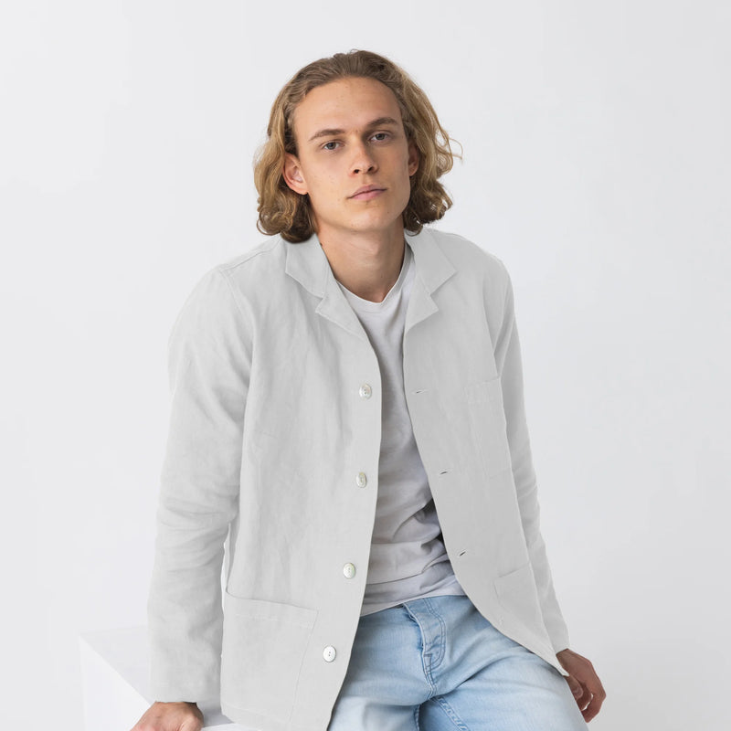 Casual Washed Linen Jacket stone grey