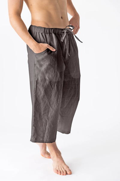 Linen crop trousers lead grey