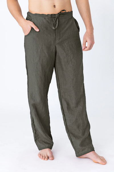 Linen Men's Casual Trousers lead grey