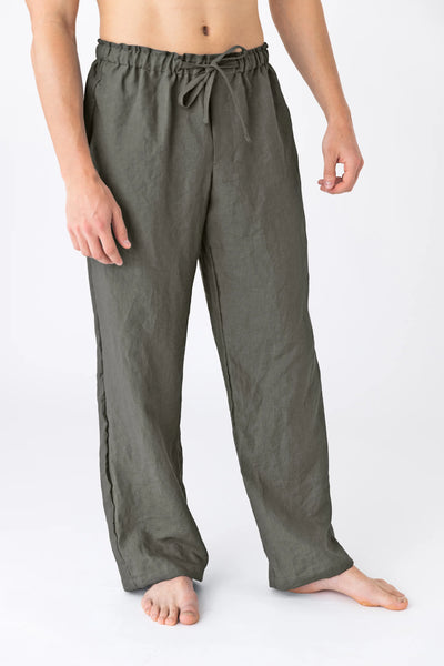 Men's Linen Pajamas Pants Online dark grey