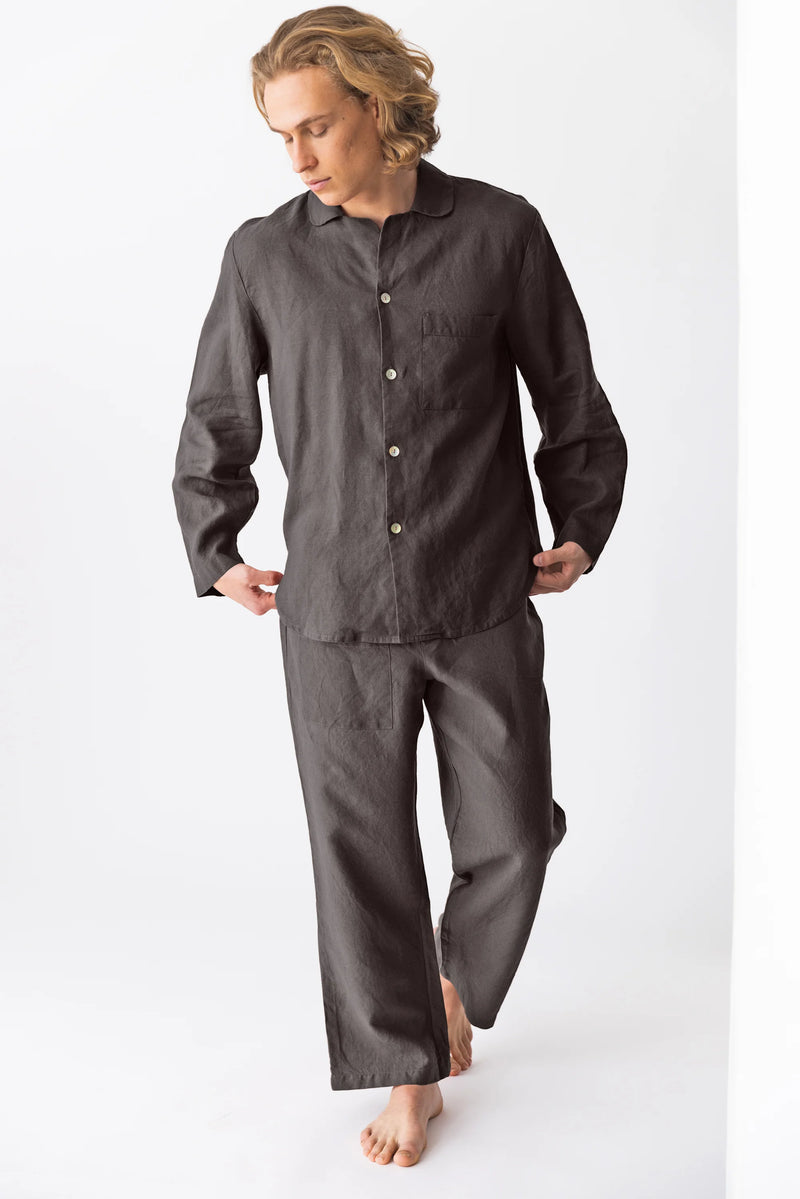 Linen pajamas for men “Ronaldo” dark grey