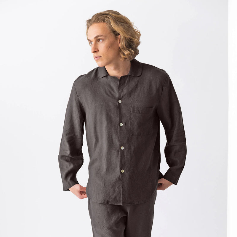 Linen pajama top “Ronaldo" dark grey