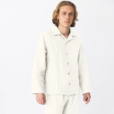 Men's Linen Pajamas Vest ivory