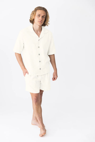  “Emanuel” short-sleeved linen pajamas Ivory