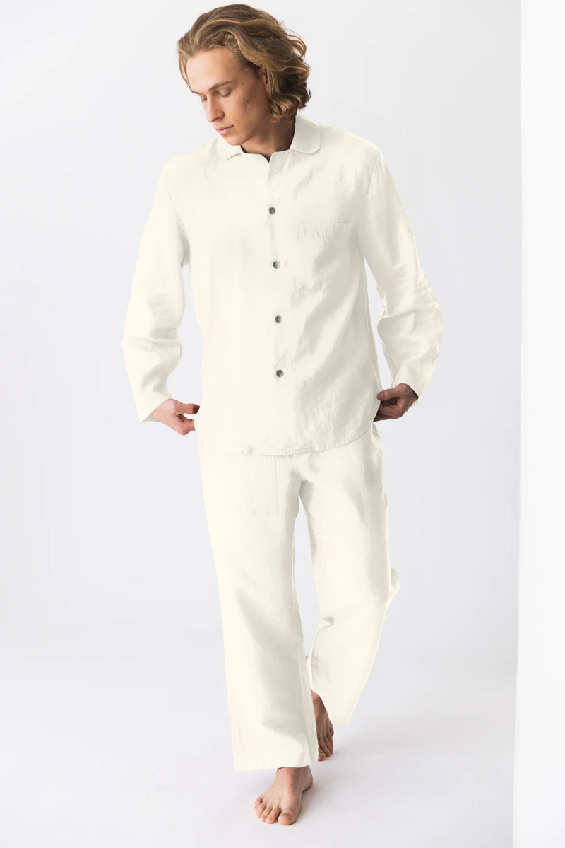 Linen pajamas for men “Ronaldo” ivory