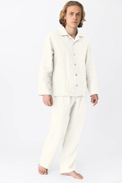 Men's Linen Pajamas Set ivory