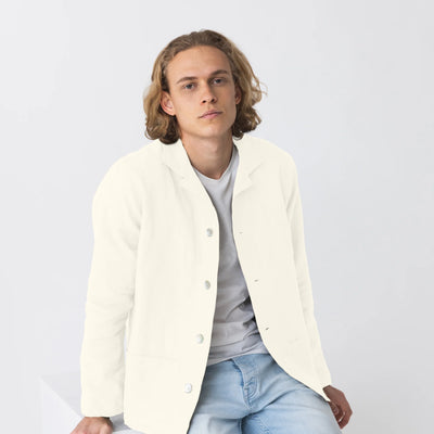 Casual Washed Linen Jacket ivory