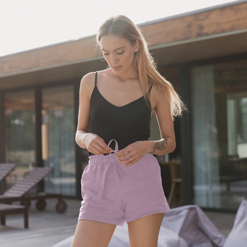 Soft Washed Linen Shorts “Luana” lilac