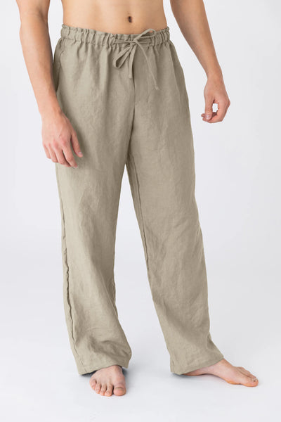 Men's Linen Pajamas Pants Online beige