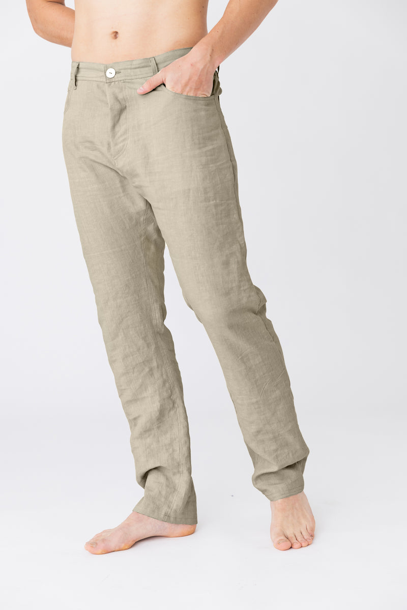 Linen trousers, Jeans style “Flavio” natural