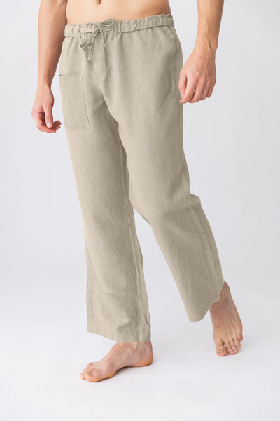 Men's linen pajama pants “Ronaldo” beige natural