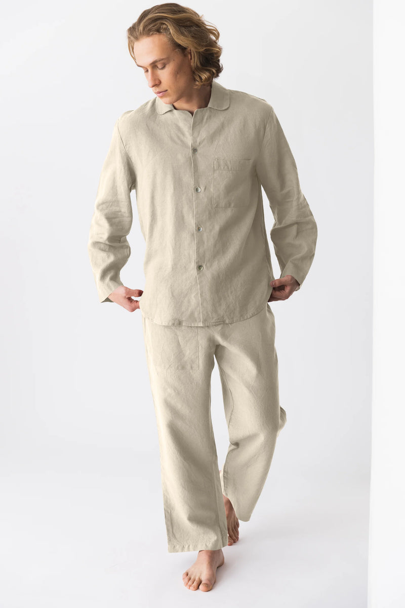 Linen pajamas for men “Ronaldo” beige