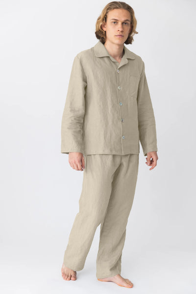 Men's Linen Pajamas Set beige