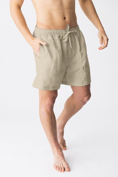 Men's washed linen pajama shorts “Emanuel” beige