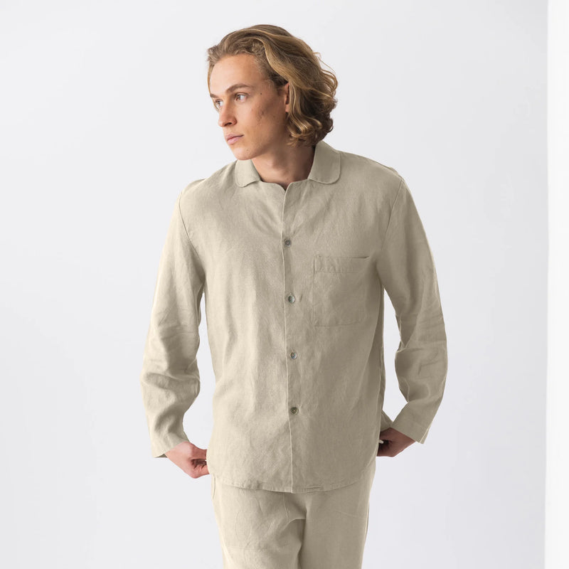 Linen pajama top “Ronaldo" beige naturel