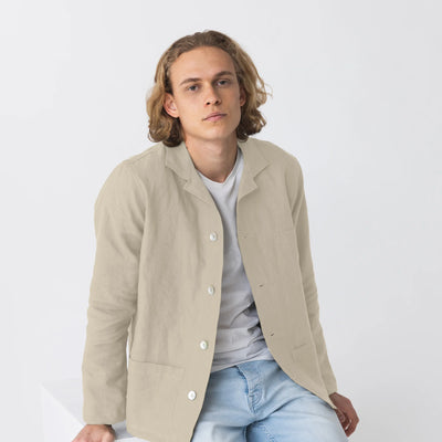 Casual Washed Linen Jacket Natural