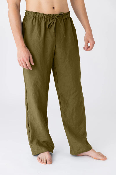 Men's Linen Pajamas Pants Online green