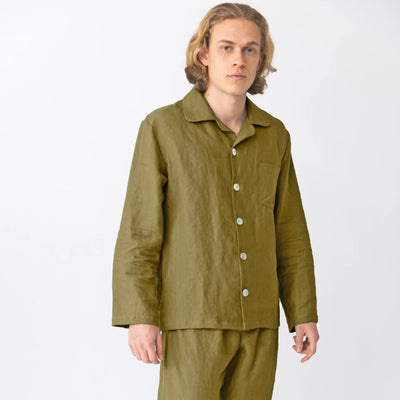 Men's Linen Pajamas Vest green