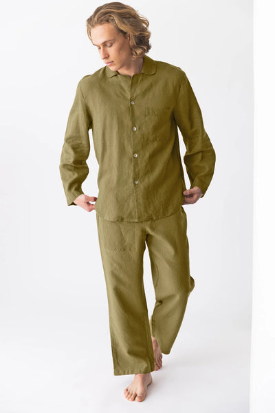 Linen pajamas for men “Ronaldo” green