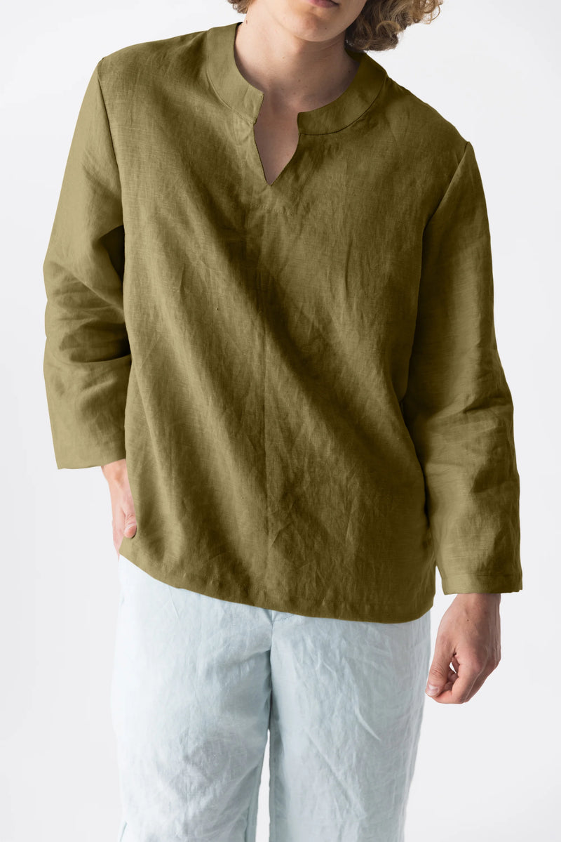 Men’s Linen Tunic "Luciano" Green Olive