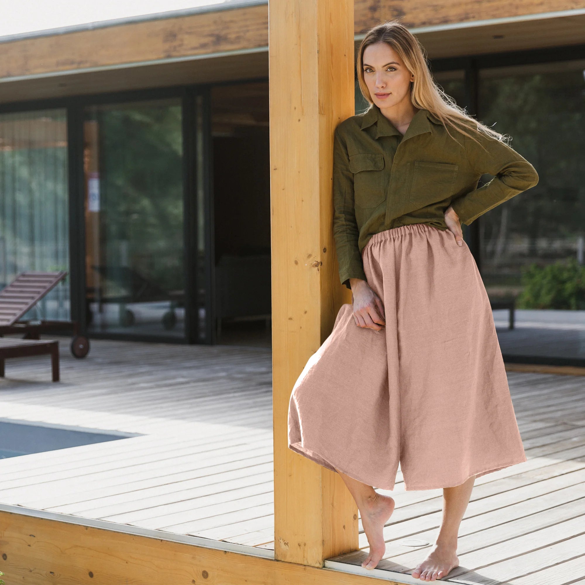 argue⭐︎FRENCH LINEN WASHABLE FLARE-SKIRT