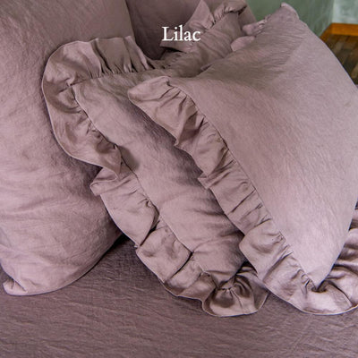 Linen Ruffles Shams (set of 2) #colour_lilac