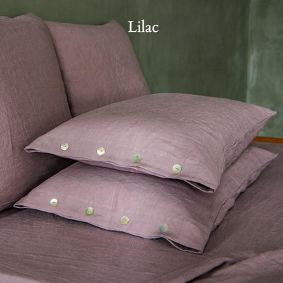 Side Buttons Linen Pillowcases #colour_lilac