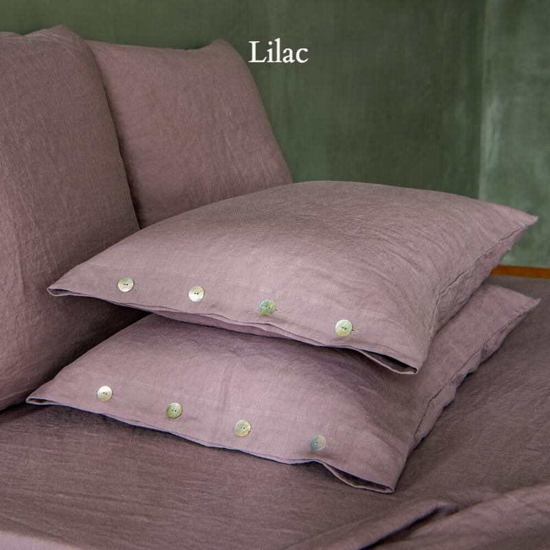 Side Buttons Linen Pillowcases 