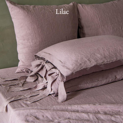 Bow Ties Linen Pillowcases #colour_lilac
