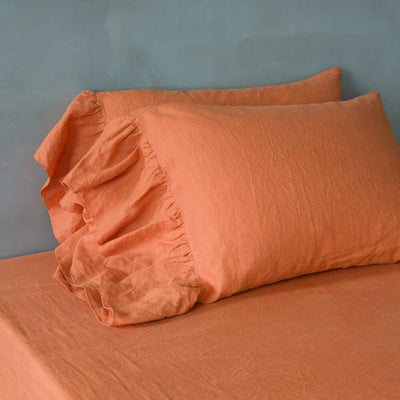 Side-Ruffle-Pillowcases-Set- #colour_coral