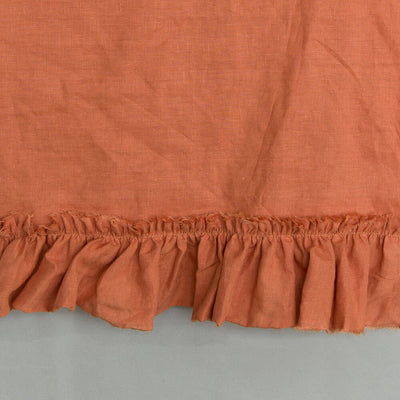 Frayed Ruffles Linen Duvet Cover #colour_coral