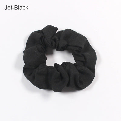 Plain Linen Scrunchies (set of 3) #colour_jet-black