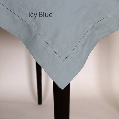 Heimstitched Rect Linen Tablecloth #colour_icy-blue