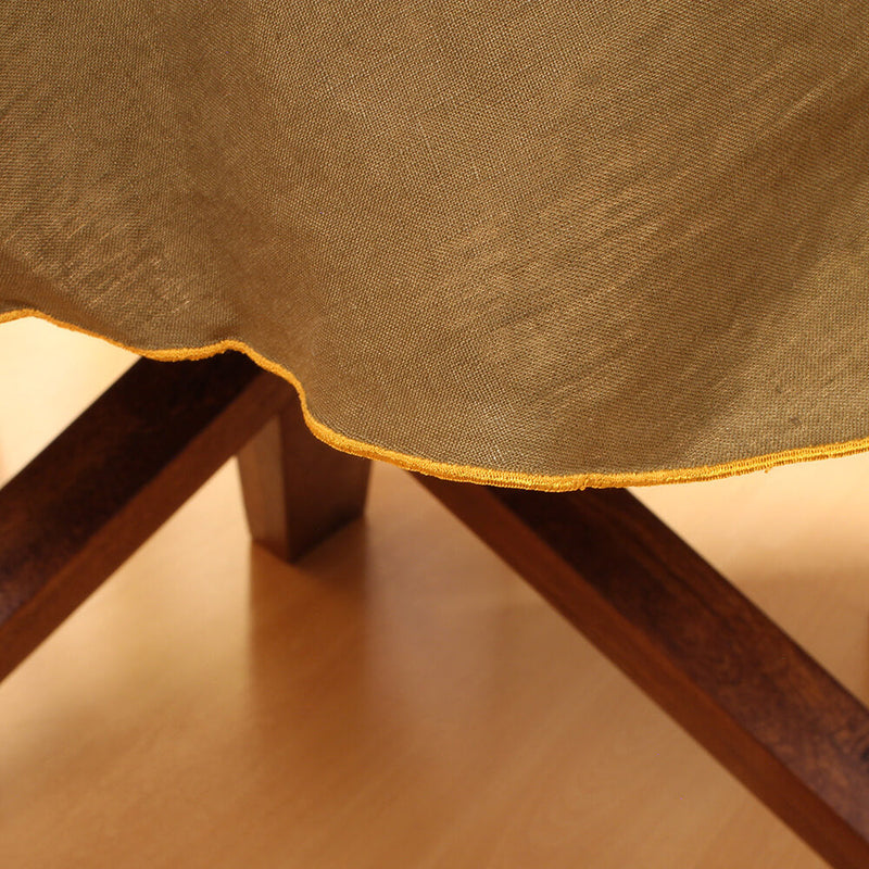 Bourdon Edge Linen Tablecloth Closeup 