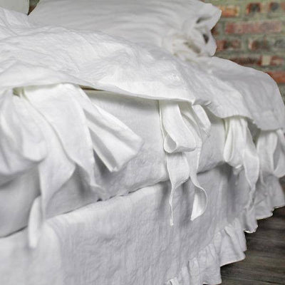 Linen Duvet Cover with Bow Ties #colour_optic-white