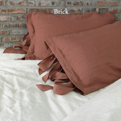 Bow Ties Linen Pillowcases #colour_brick