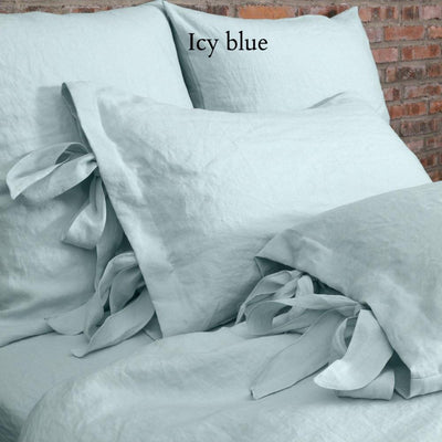 Bow Ties Linen Pillowcases #colour_icy-blue