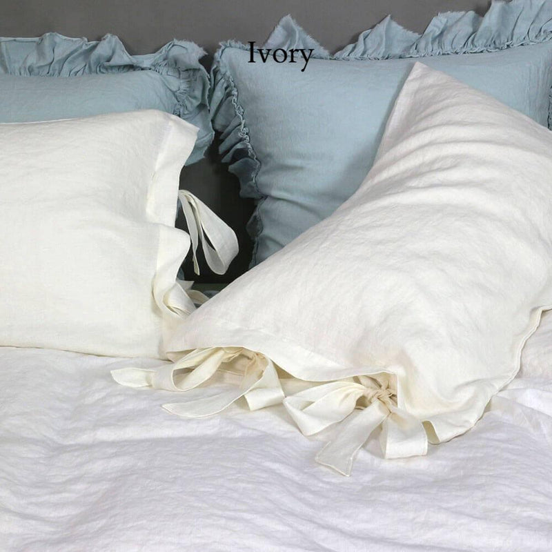 Bow Ties Linen Pillowcases 