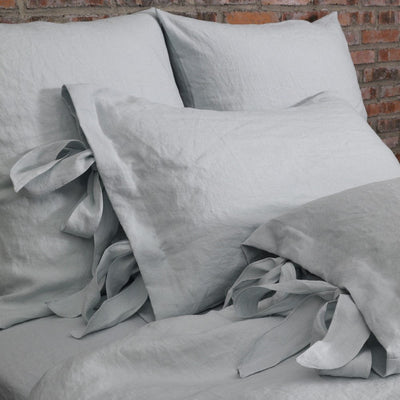 Bow Ties Linen Pillowcases #colour_stone-grey
