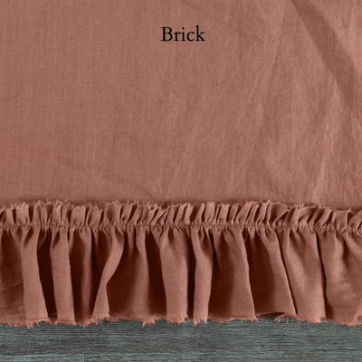 Frayed Ruffles Linen Pillowcases #colour_brick