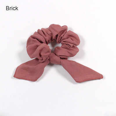 Bow Tie Linen Scrunchies #colour_brick