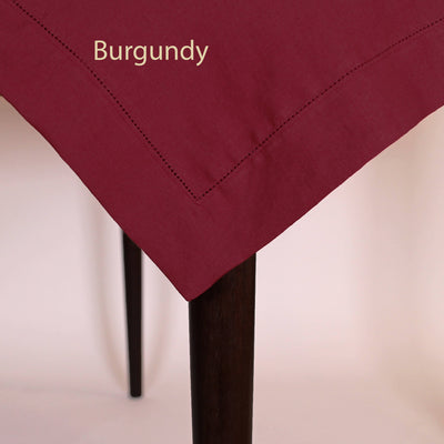 Heimstitched Rect Linen Tablecloth #colour_burgundy