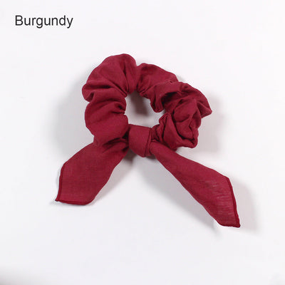 Bow Tie Linen Scrunchies #colour_burgundy