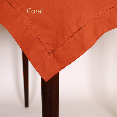Heimstitched Rect Linen Tablecloth #colour_coral